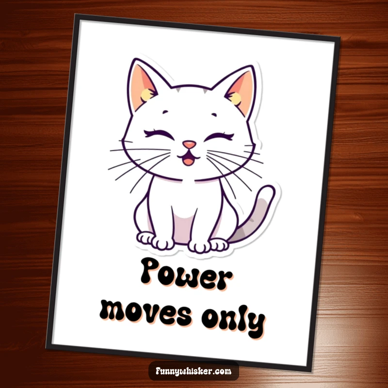 Funny cat silhouette poster with oversized, energetic whiskers, creating a modern, humorous feline art piece for wall decor.