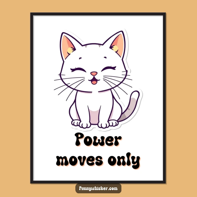 Funny Cat Silhouette Poster: Energetic Whiskers - Modern Wall Art Gift