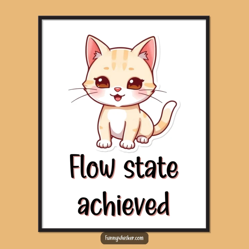 Funny Cat Stretching Poster: Playful Whiskers Art Print Gift for Walls