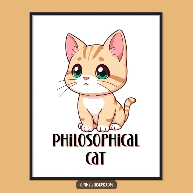 Funny Contemplating Cat Poster - Deep Thoughts Art, Perfect Reflective Funny Gift
