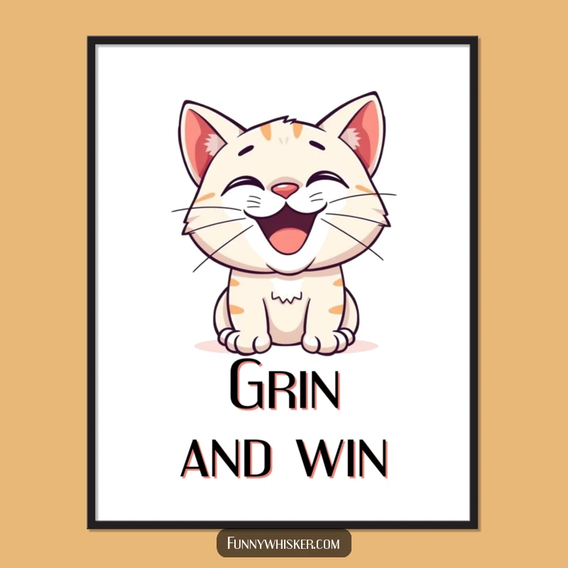 Funny Excited Cat Grin Poster - Vibrant & Hilarious Wall Art