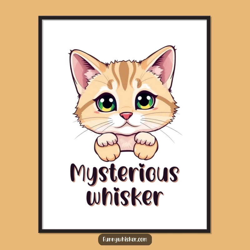 Funny Hidden Cat Whiskers Poster - Whimsical & Hilarious Wall Art