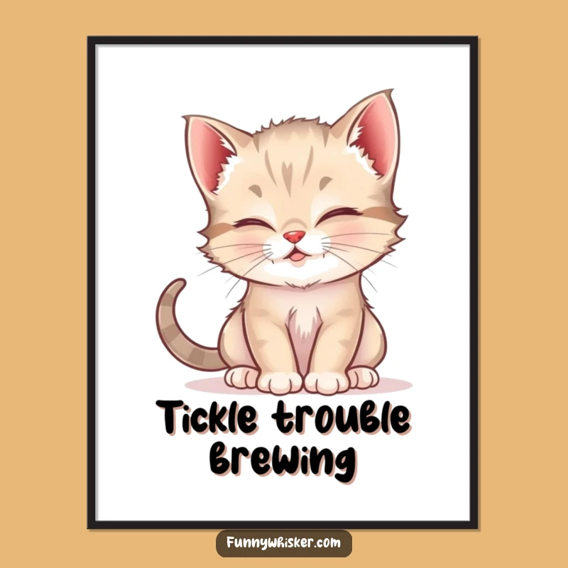 Funny Kitten Whisker Tickle Poster - Wall Art Featuring Playful Cat Prank, Ideal Funny Gift