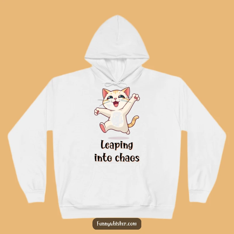 Funny Cat Leaping Hoodie - Cozy Exhilarating Motion Cat, Perfect Funny Gift