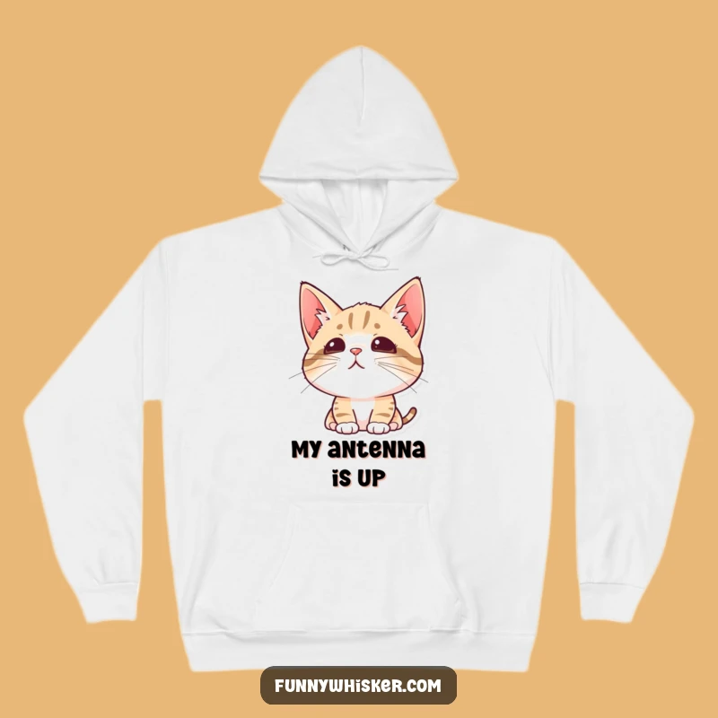 Funny Curious Cat Hoodie - Cozy Alert Feline Wear, Gift for Cat Lovers