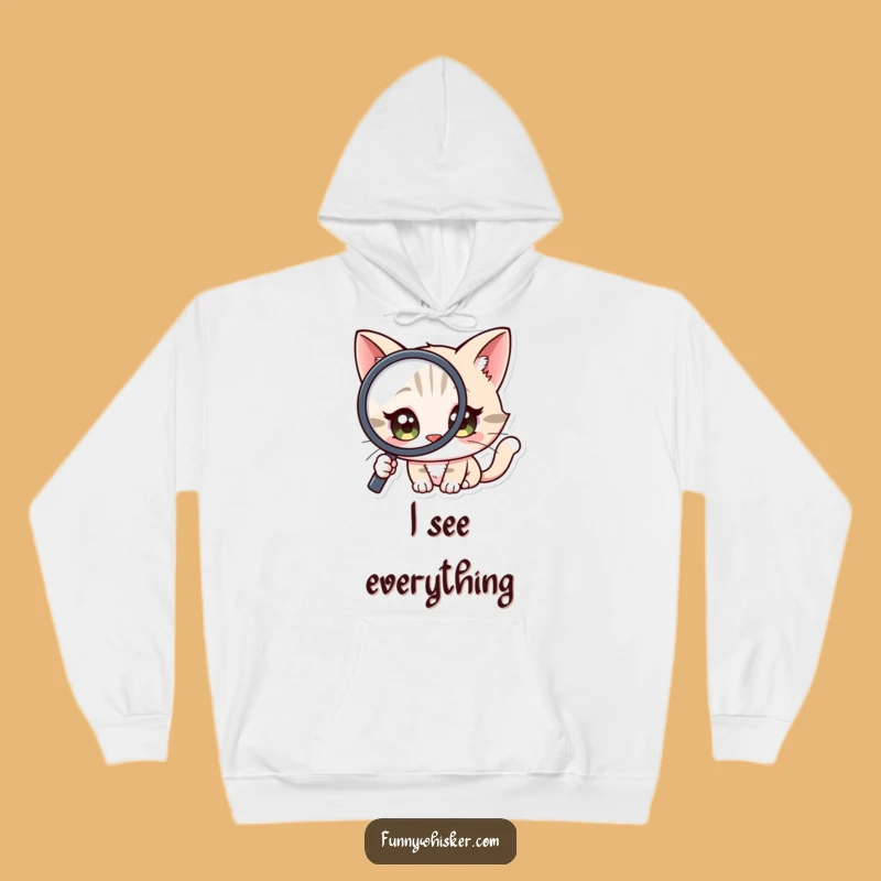 Funny Curious Cat Hoodie: Cozy Investigation - Ultimate Gift!