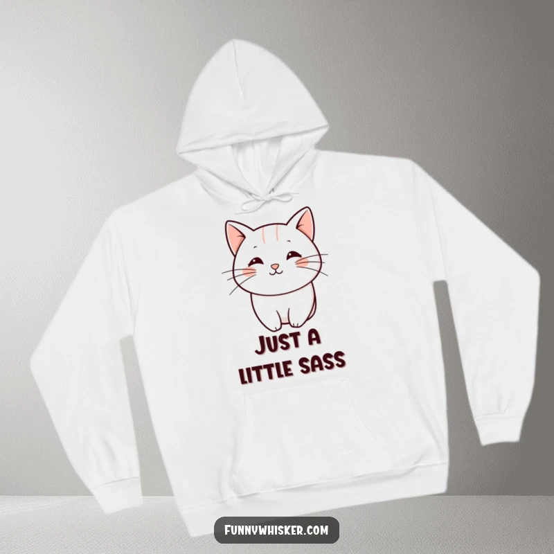 Funny hoodie with a single, bold, playful curved line representing a cat whisker, offering cozy minimalist humor and style.