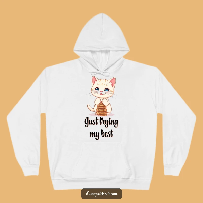 Funny Kitten Balancing Strings Hoodie, Cozy and Comedic Wear for Adorable Pet Parents