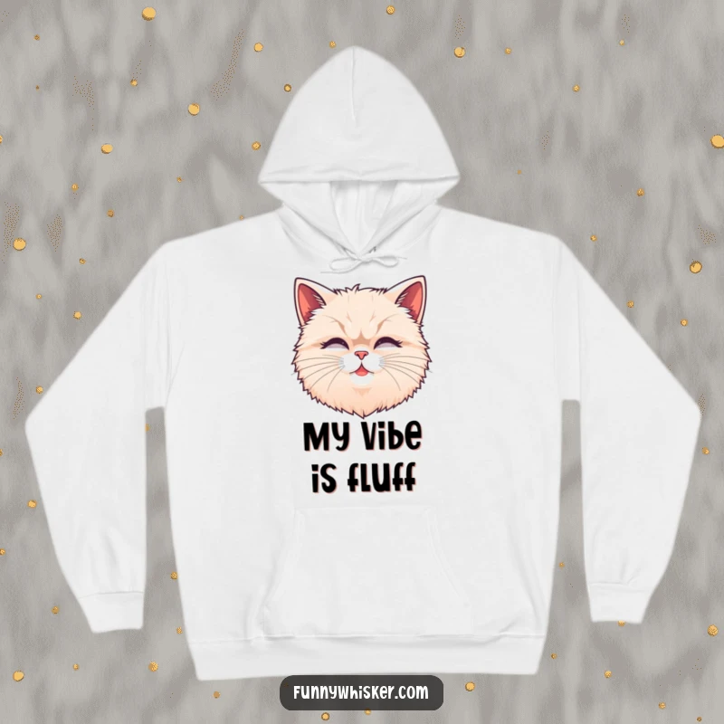 Funny fluffy cat head hoodie featuring exaggerated, wiggling whiskers, providing warmth and a touch of whimsical feline charm.