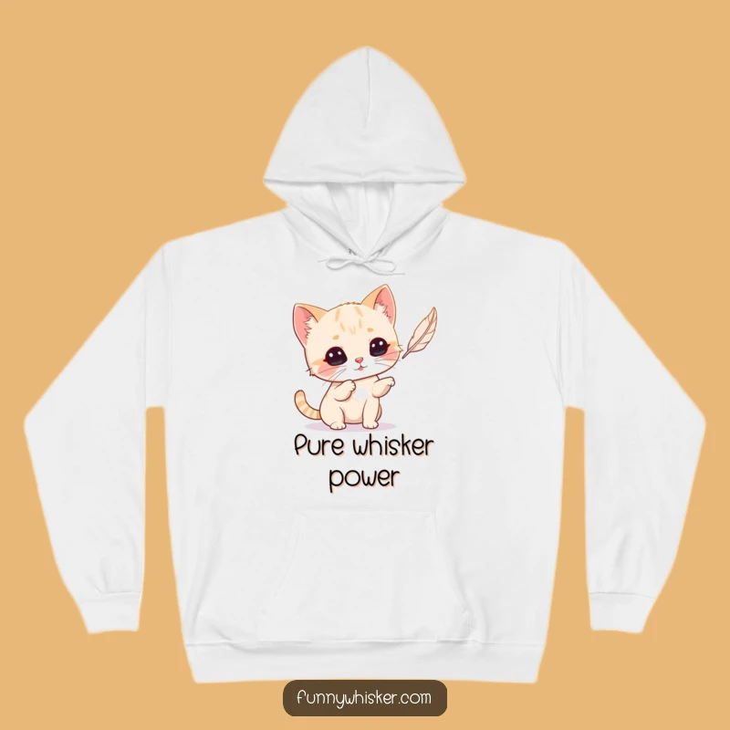 Cozy Funny Cat Whiskers Hoodie: Playful Feather Batting Sweatshirt, Perfect Gift