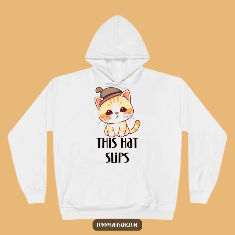 Funny Silly Hat Cat Hoodie - Cozy Hat Tilting Comfort, Perfect Funny Gift