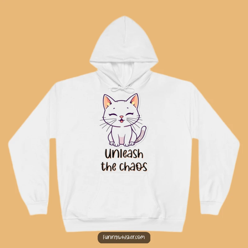 Cozy Funny Cat Silhouette Hoodie: Energetic Whiskers - Warm Humor Gift