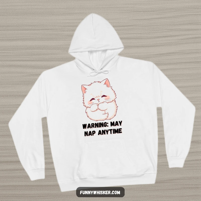 Funny Cat Hoodie showcasing a fluffy cat nestled cozily, its soft whiskers forming a charming halo.
