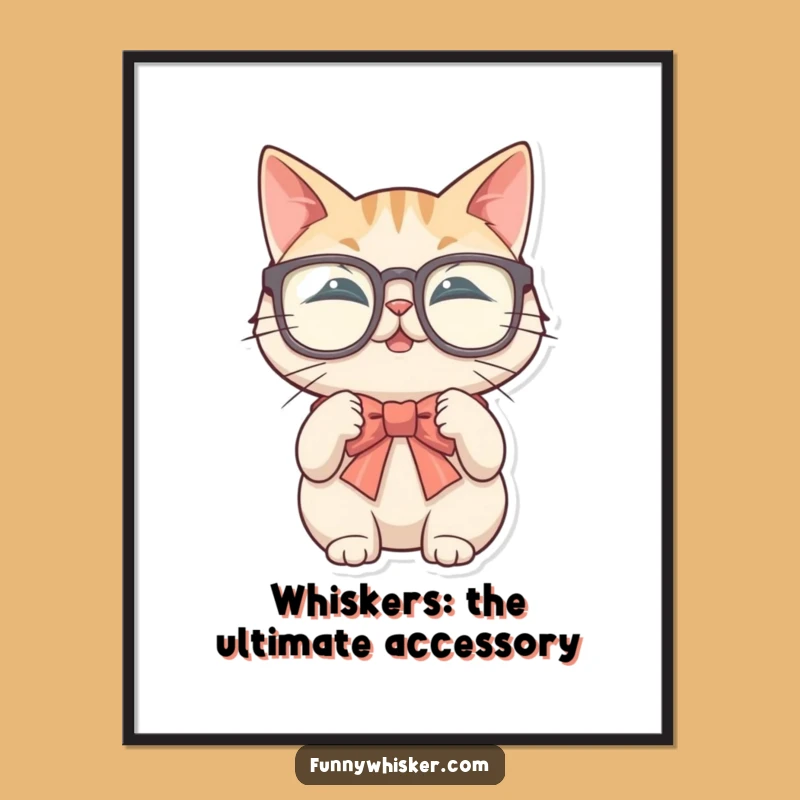 Free Printable Wall Art: Cat Bow Tie Struggle Funny Downloadable Art Gift