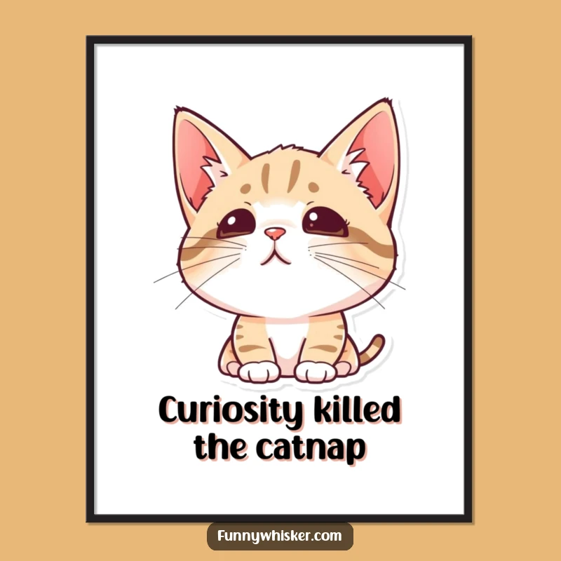 Free Printable Wall Art: Curious Cat Perked Ears, Funny Feline Decor