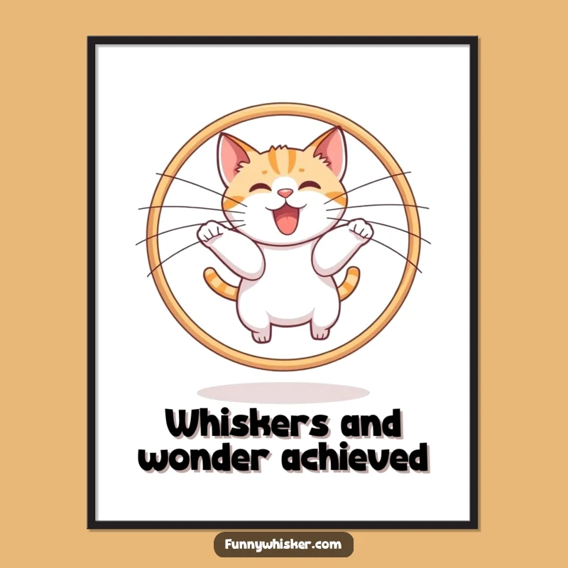 Funny Free Printable Wall Art: Cat's Whiskered Hoop Jump - Downloadable Art