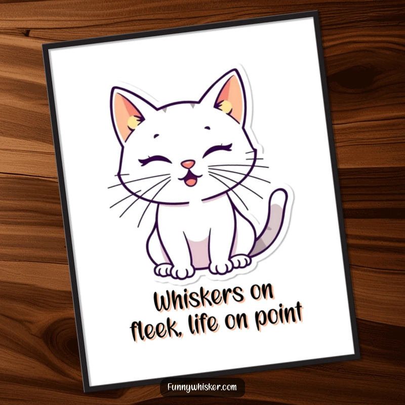 Funny Free Printable Wall Art: A stylized cat silhouette with oversized, energetic whiskers, exuding cool energy!