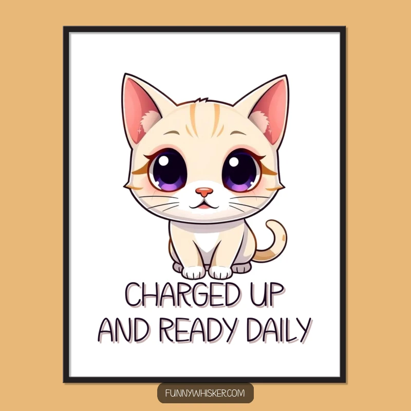 Funny Free Printable Wall Art: Glowing Whiskers Cat Energy Art