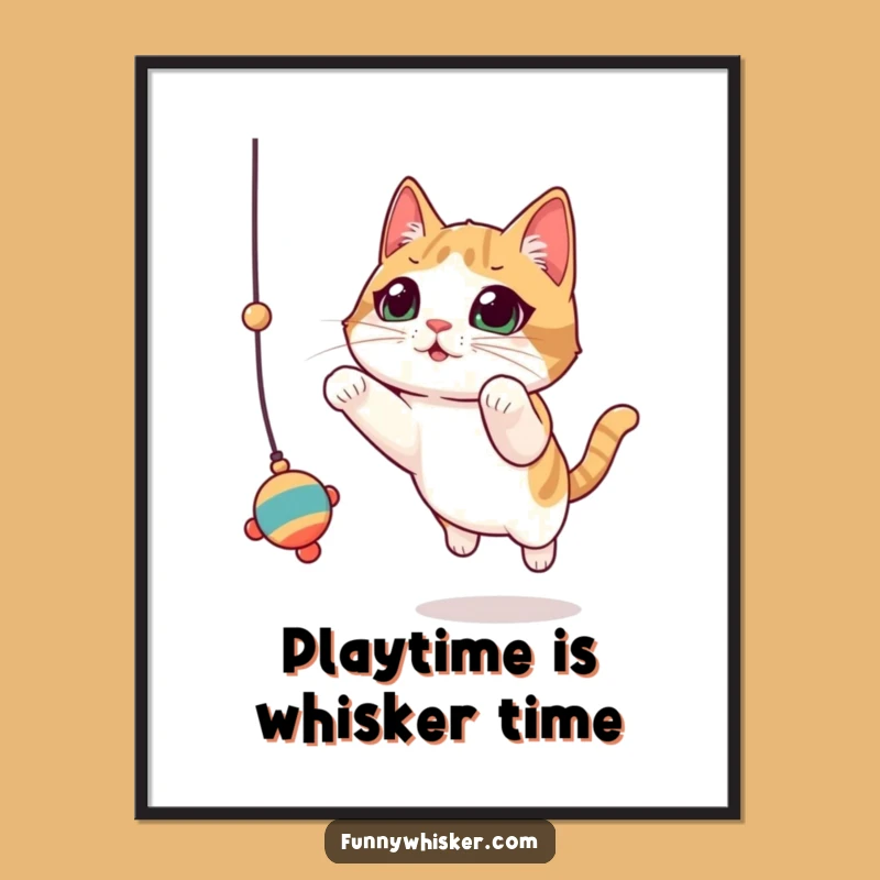 Funny Free Printable Wall Art: Leaping Cat Whiskers Action Art - Downloadable Decor