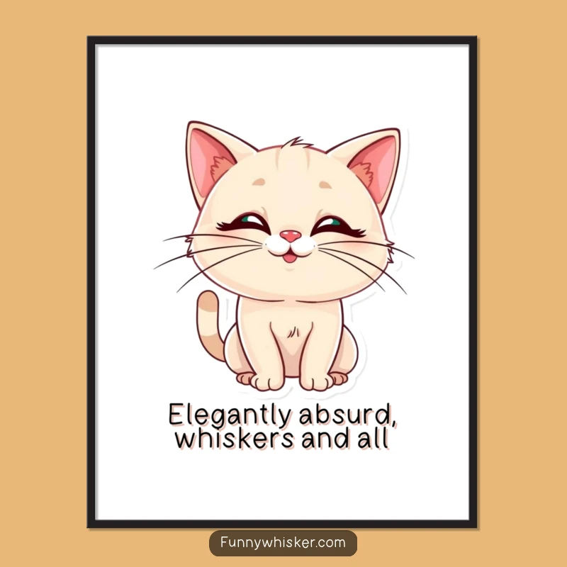 Funny Free Printable Wall Art: Silly Cat Pose, Elegant Whiskers, Whimsical Downloadable Home Decor