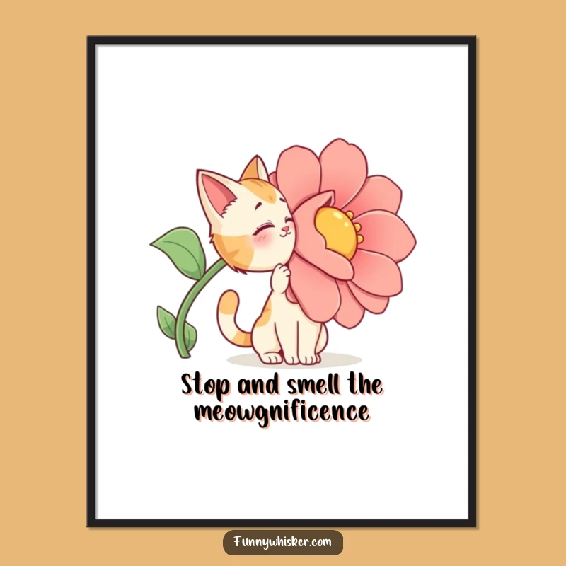 Free Printable Sniffing Cat Wall Art: Dramatic Feline Downloadable Decor