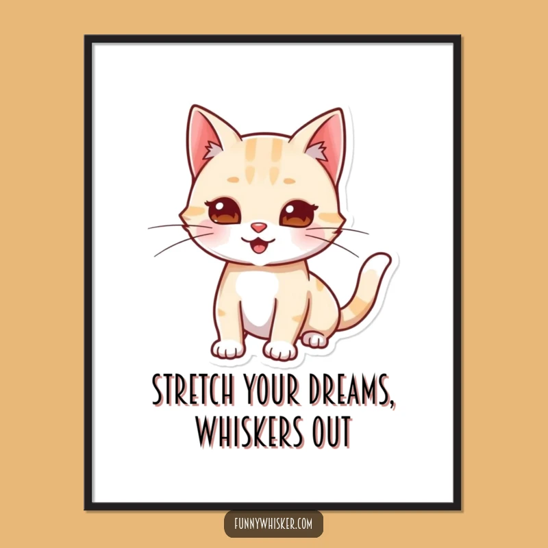 Funny Free Printable Wall Art: Playful Cat Stretch Decor Downloadable