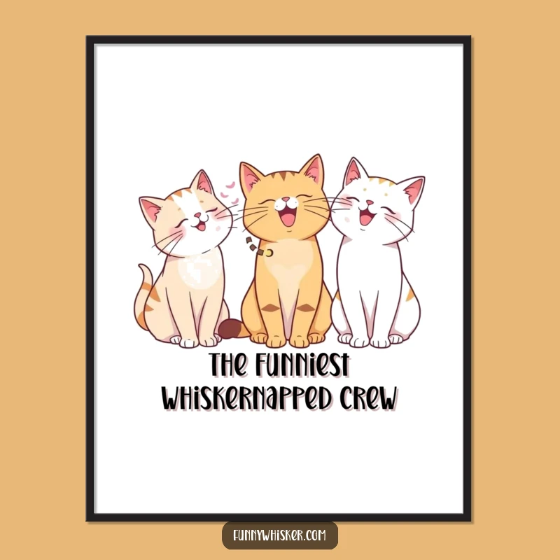Funny Free Printable Wall Art: Giggling Cats with Whisker Fun, Whimsical Downloadable Home Decor