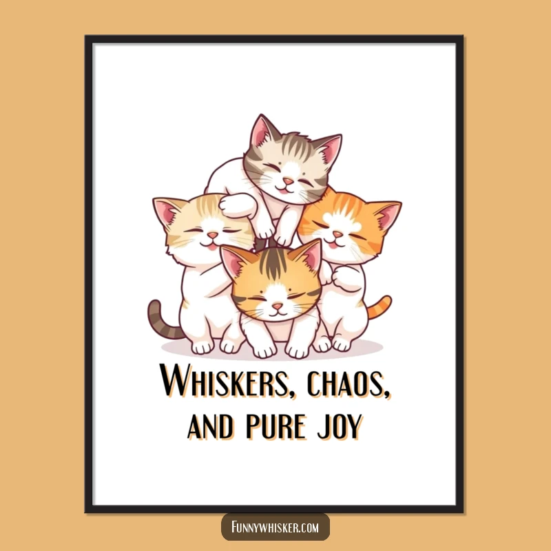 Free Printable Wall Art: Tangle of Cats Funny Downloadable Art Gift