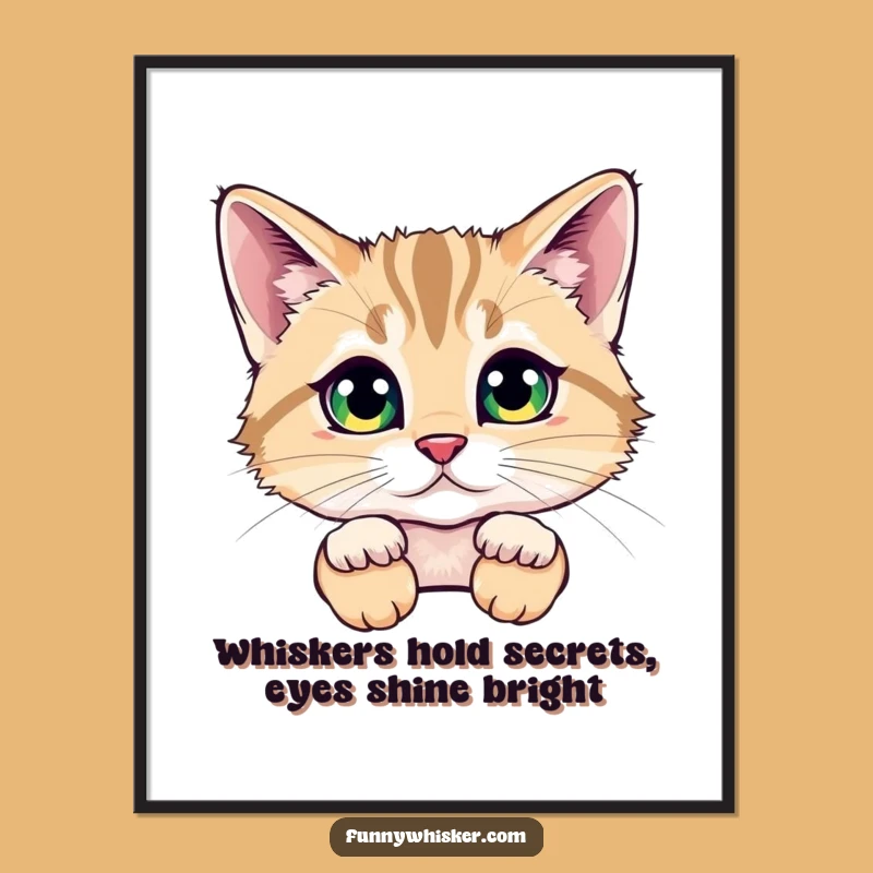 Free Printable Wall Art: Peek-a-Boo Cat Whiskers, Funny Whimsical Downloadable Decor