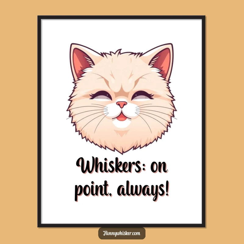 Funny Free Printable Wall Art: Fluffy Cat Whiskers! Downloadable Art for Whimsical Decor