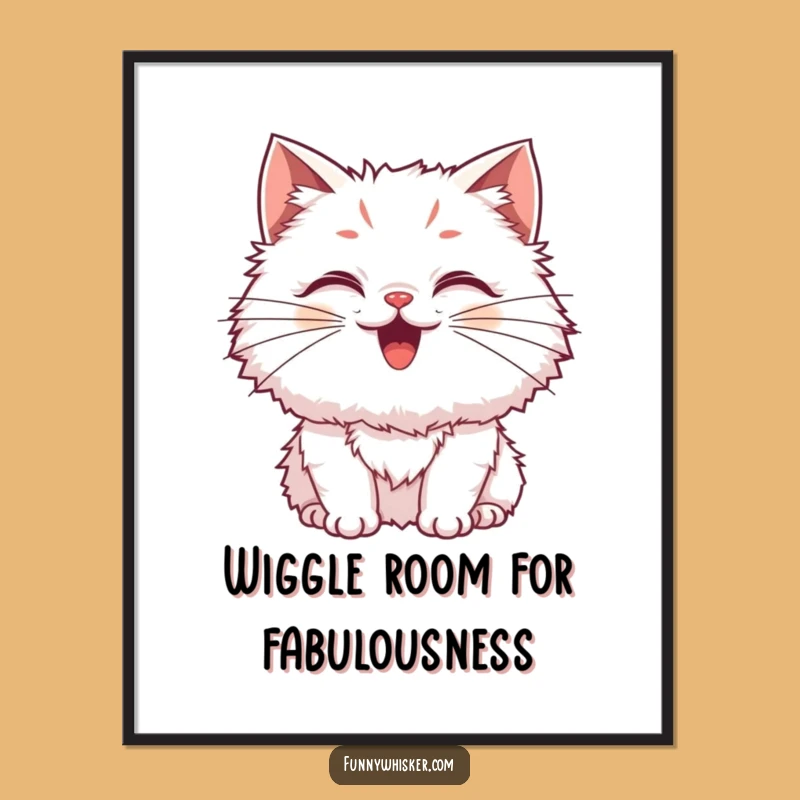 Funny Free Printable Fluffy Cat Wall Art: Wiggling Whiskers Downloadable Decor for Cat Lovers