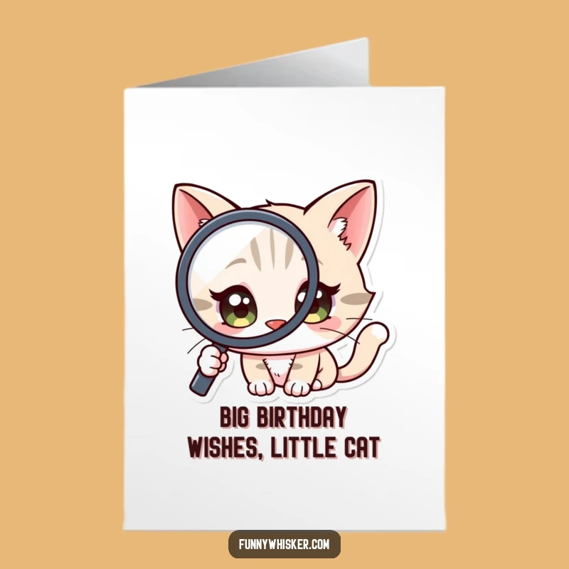 Free Printable Curious Cat Birthday Card: Magnifying Glass Feline Downloadable Fun