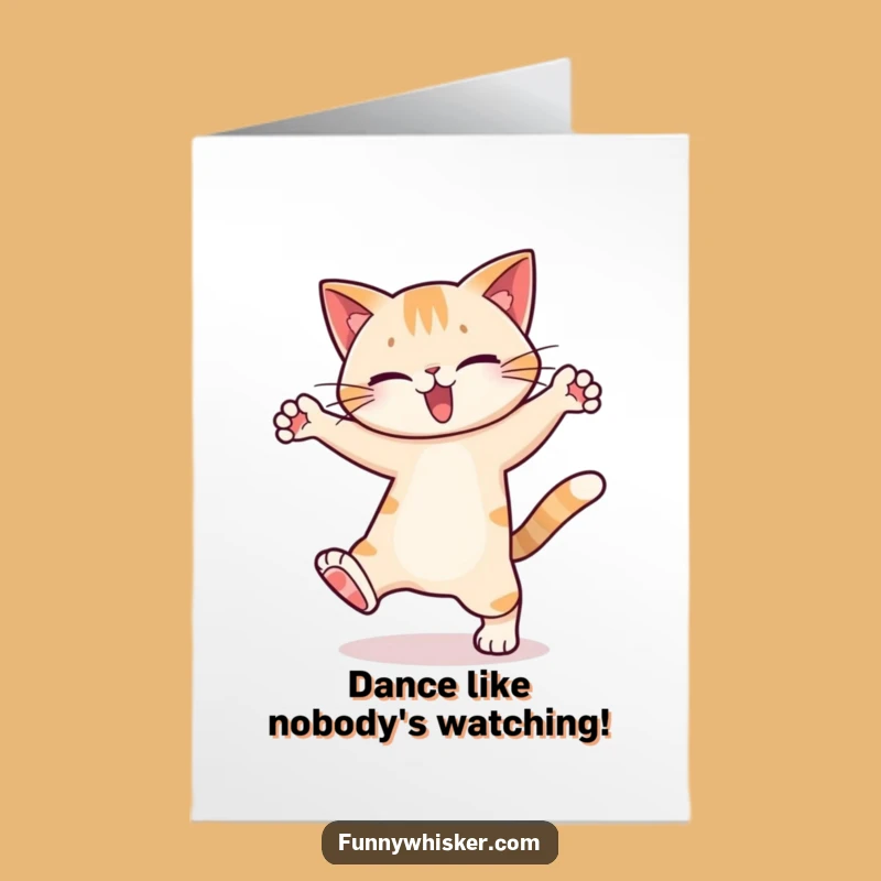 Free Printable Dancing Cat Birthday Card: Silly Feline Downloadable Fun