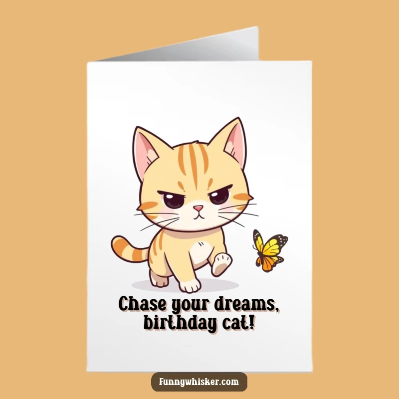 Determined Cat Chase: Free Printable Birthday Card for a Funny Downloadable Gift