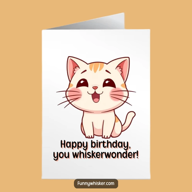 Excited Cat Birthday Free Printable Card: Whiskered Wonder Downloadable Gift