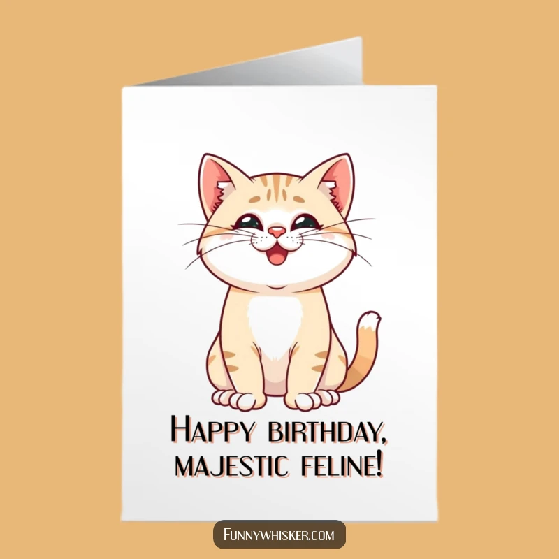 Free Printable Birthday Card: Proud Cat Pose, Playful Whisker Twitch Downloadable Gift