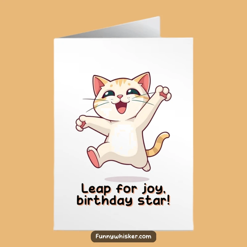 Funny Free Printable Birthday Card: Leaping Cat Whiskers for a Hilarious Downloadable Gift