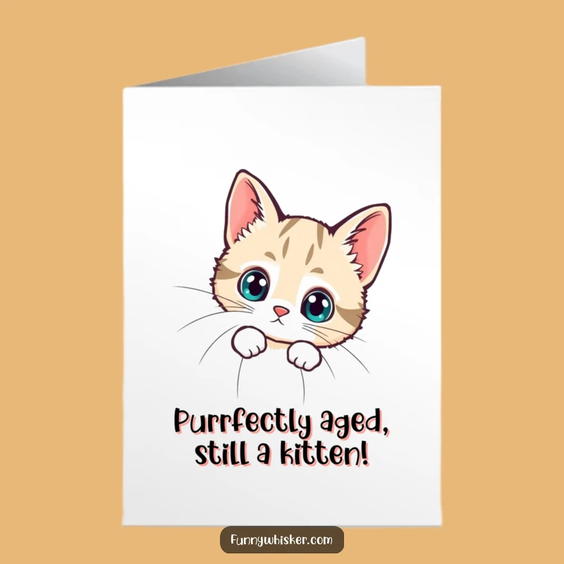 Free Printable Birthday Card: Curious Kitty With Giant Whisker - Funny Downloadable Gift