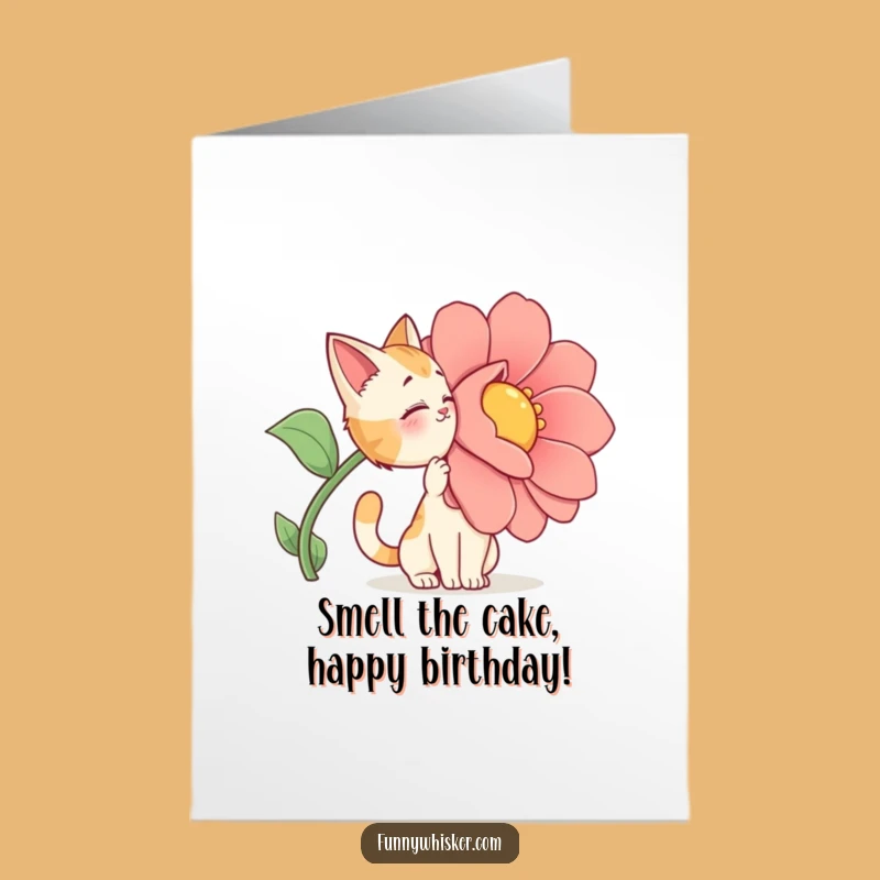 Free Printable Sniffing Cat Birthday Card: Dramatic Feline Downloadable Fun