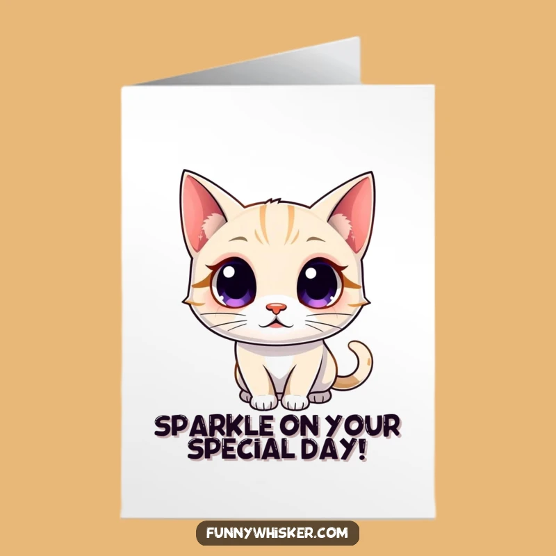 Free Printable Birthday Card: Glowing Whiskers Cat's Energy Blast