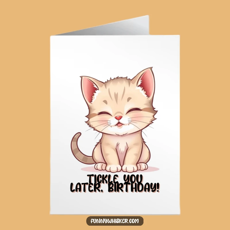 Free Printable Birthday Card: Mischievous Kitten Whiskers Tickle Funny Downloadable Greeting