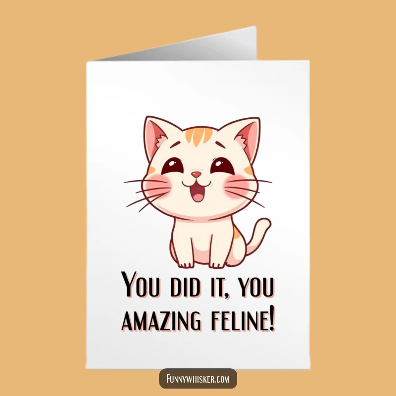 Congrats Free Printable Card: Excited Cat Whisker Wiggles Downloadable