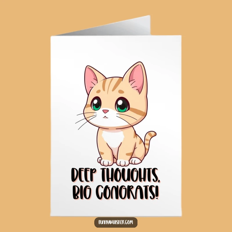 Printable Congratulations Card: Thoughtful Cat Contemplation for a Funny Downloadable Gift