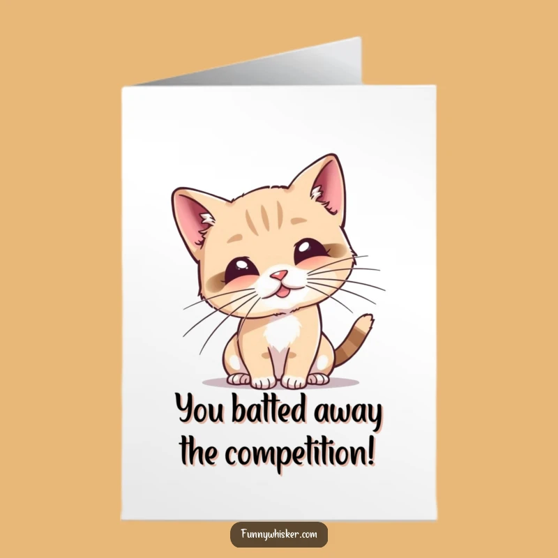 Free Printable Congrats Card: Funny Cat Whiskers, Playful Celebration Downloadable