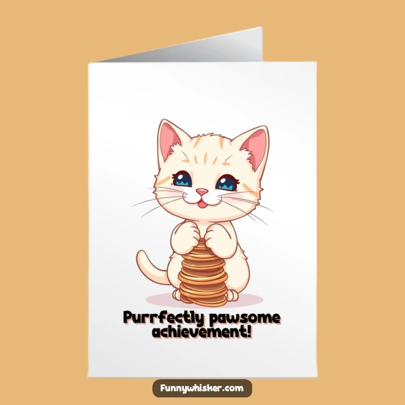 Free Printable Congrats Card: Kitten's Wobbly Balancing Act for Big Wins