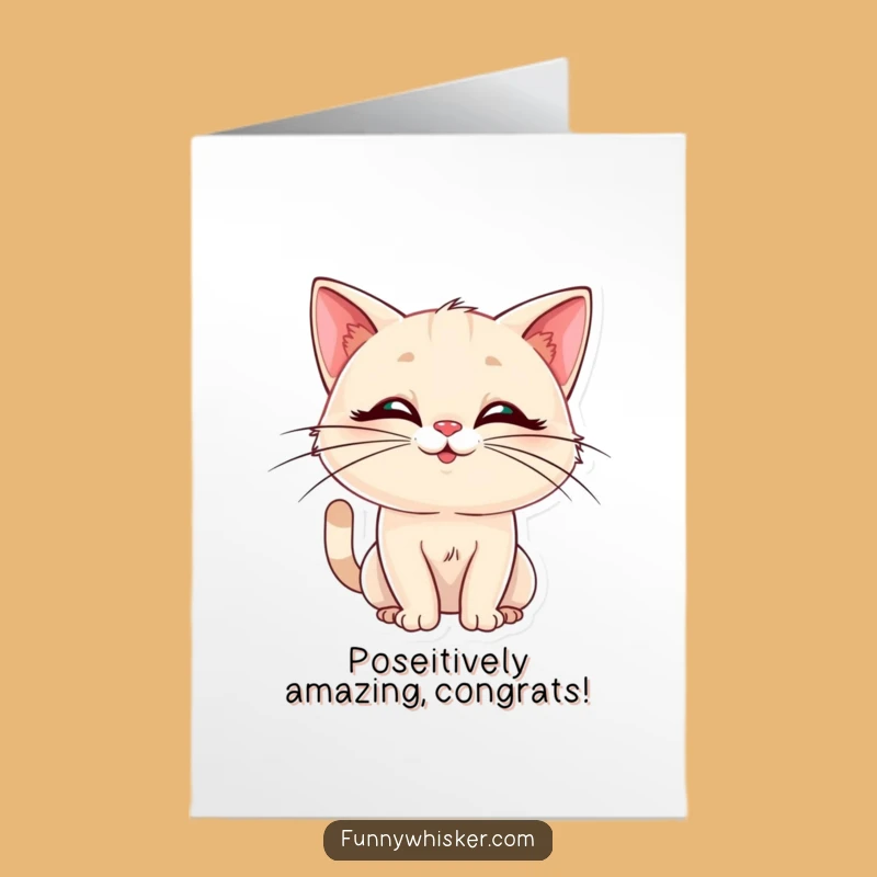 Free Printable Congrats Card: Silly Cat Pose, Humorous Downloadable Greeting for Any Win
