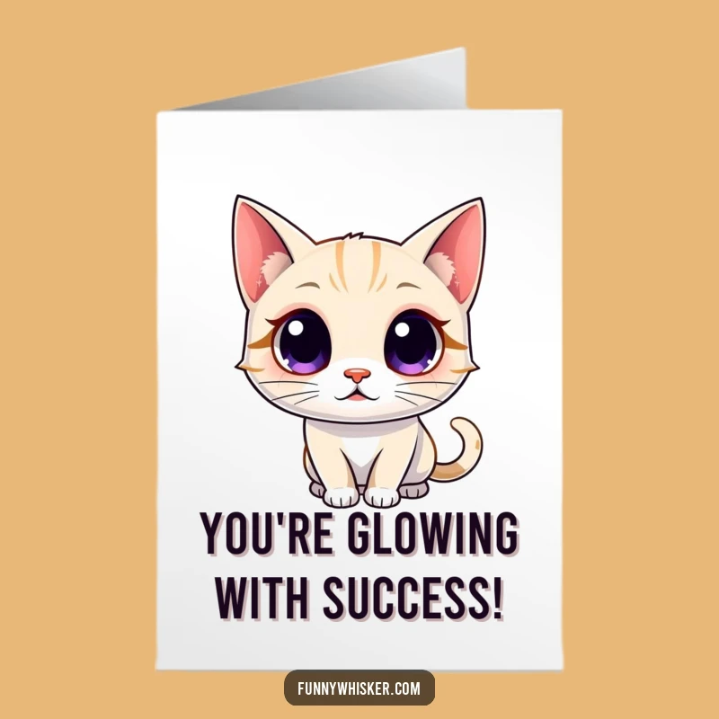 Free Printable Glowing Whiskers Cat Card: High Energy Congrats