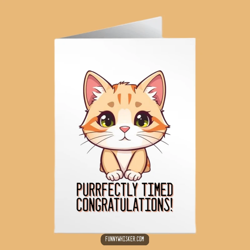 Free Printable Congrats Card: Curious Cat Whisker Peek Funny Downloadable Gift