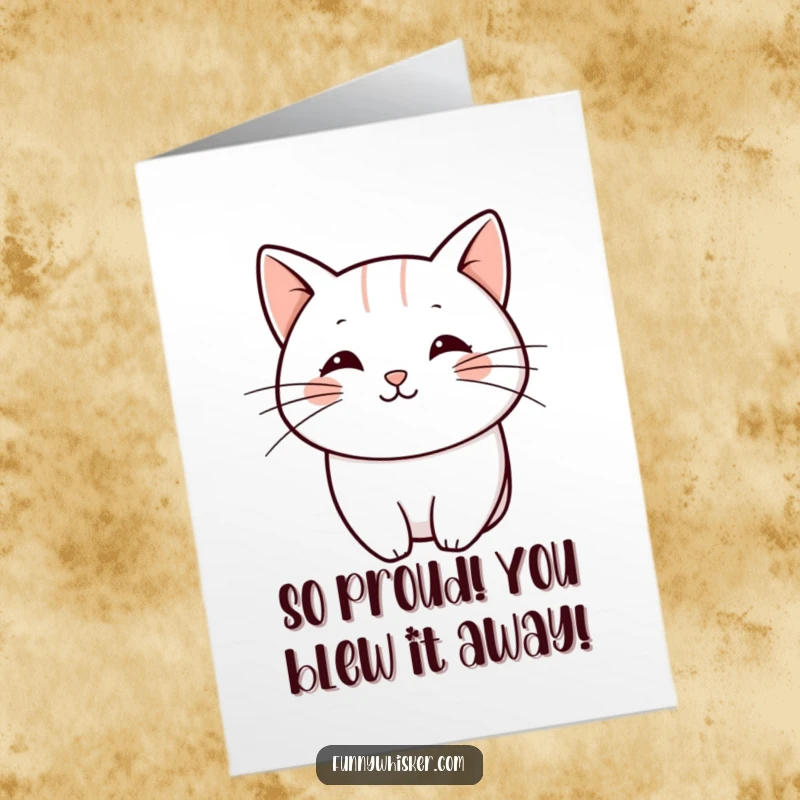 Funny Free Printable Congrats Card: A single, bold whisker line forming a playful curve, signifying celebration!