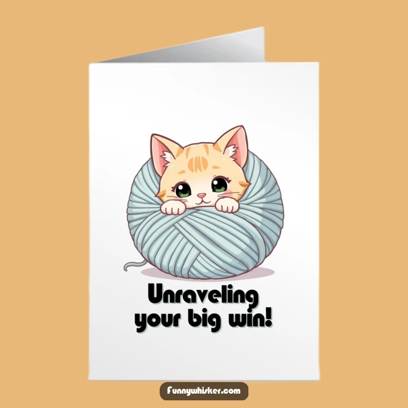 Free Printable Congrats Card: Curious Cat Yarn, Peeking Cheer Downloadable